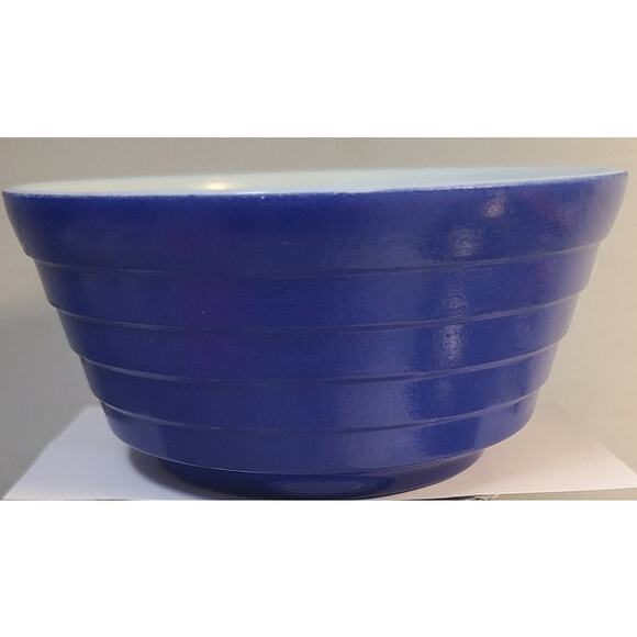 Vintage Hazel Atlas Moderntone Cereal Bowl Blue White Interior 5 Inch Unmarked - Picture 1 of 6